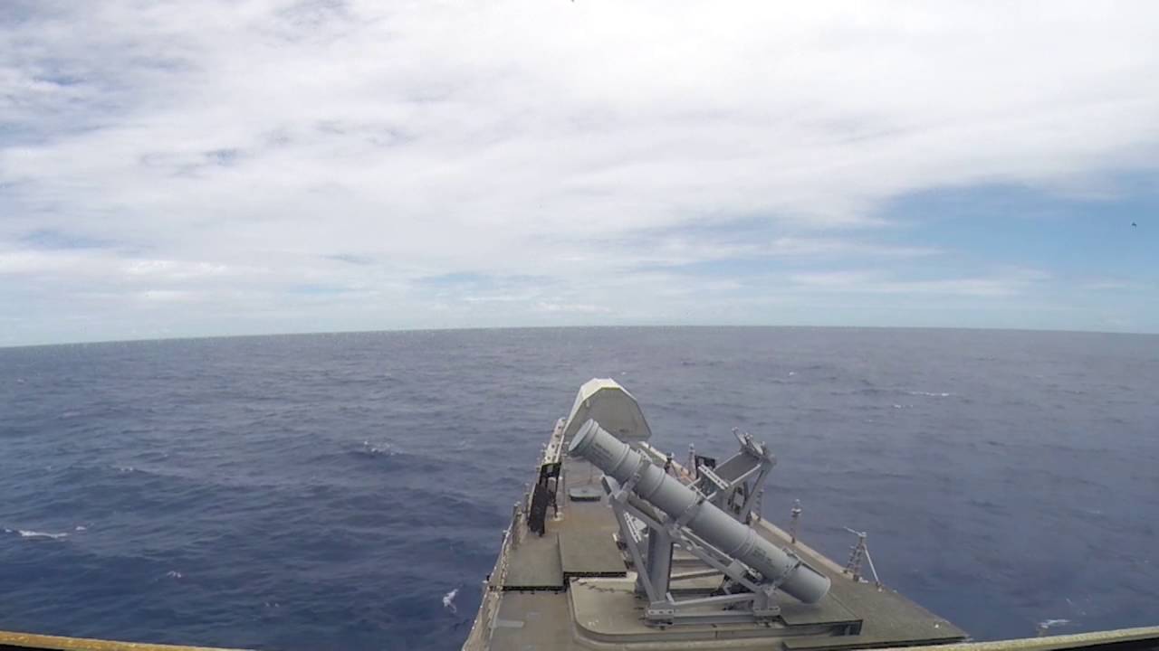 Coronado launches Harpoon Missile during RIMPAC