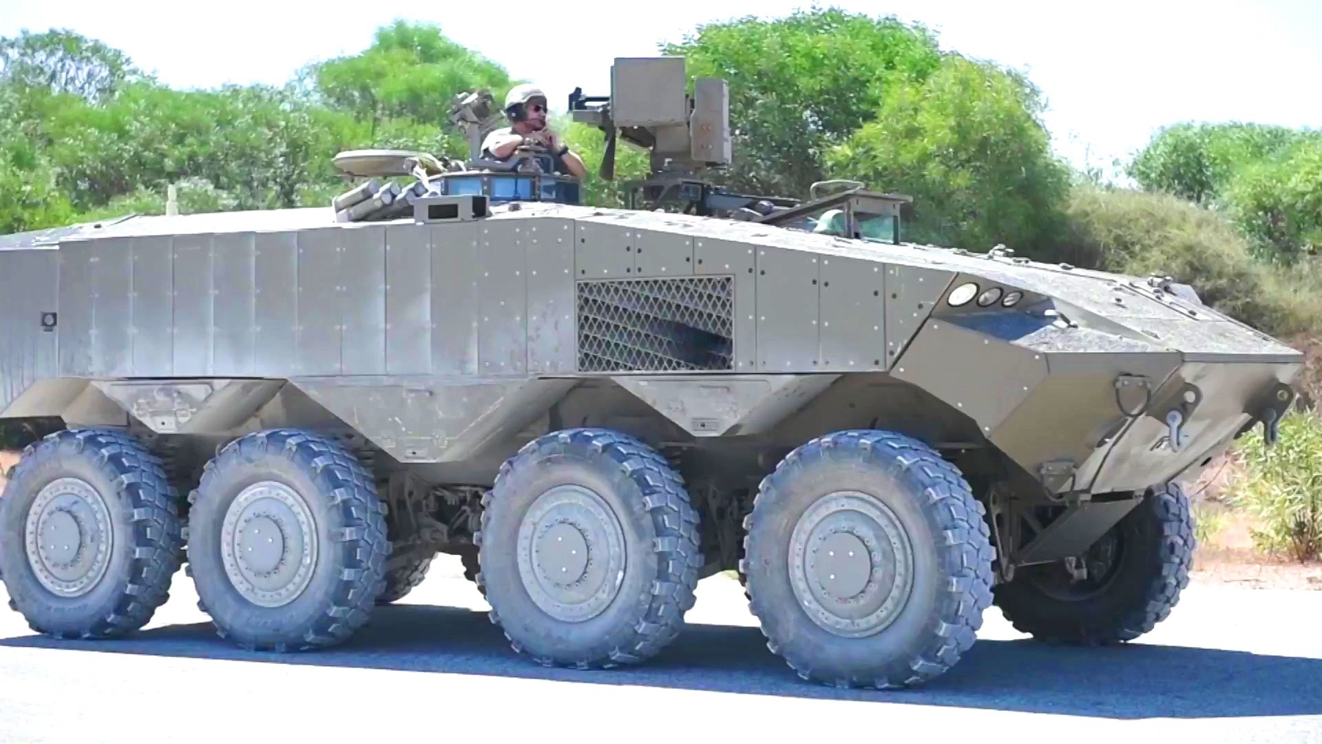 Israel Ministry Of Defence - Eitan 8X8 Armoured Wheeled Vehicle With Trophy APS Testing [1080p]