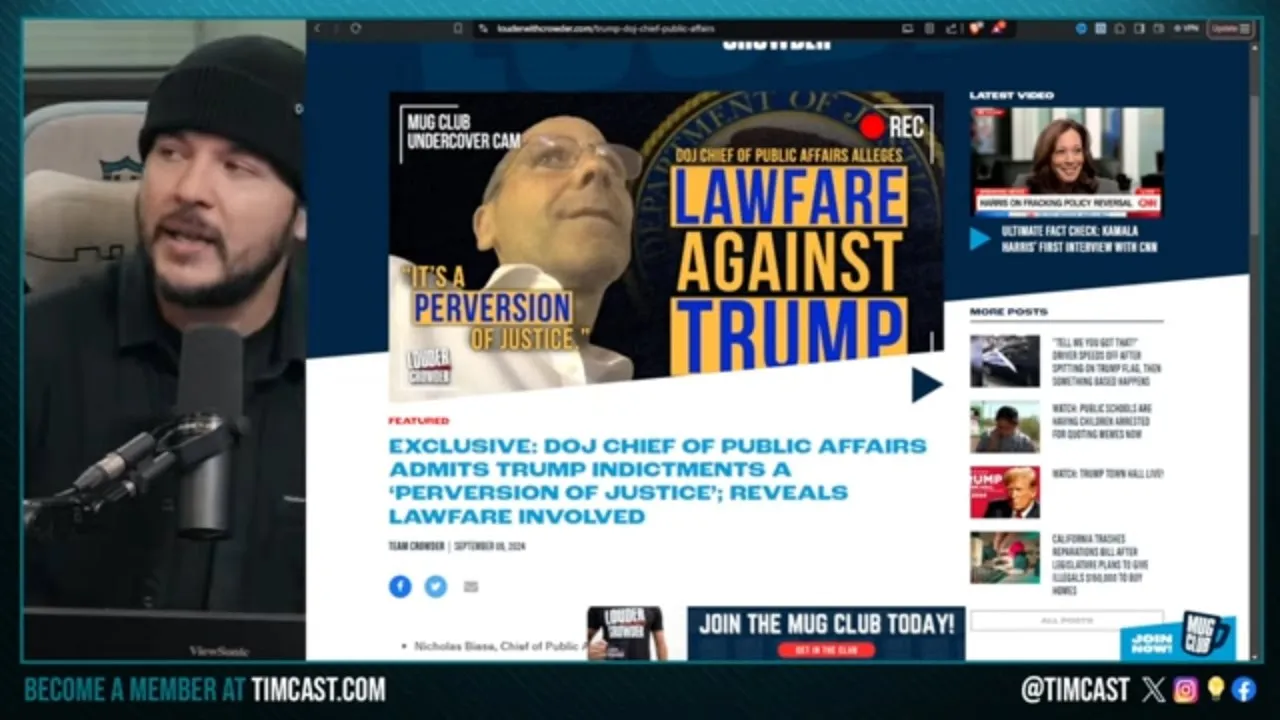 DOJ Public Affairs ADMITS Trump MALICIOUSLY Prosecuted To INTERFERE In Election, Crowder EXPOSES