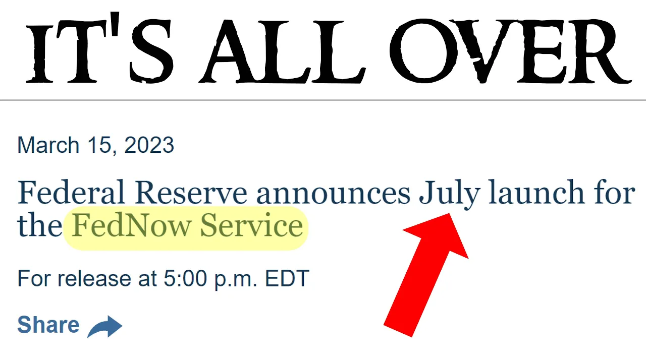 FedNow Service Launching In July - GOODBYE FREEDOM