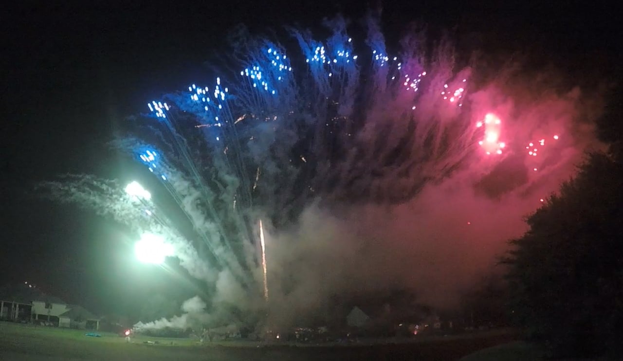 Best Backyard Pyromusical Fireworks - July 4th 2018 - Cypress TX - Drone View