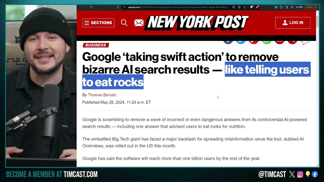 Google AI GOES INSANE, Tells People To EAT GLUE And ROCKS, Google Will CRASH Losing The AI Race