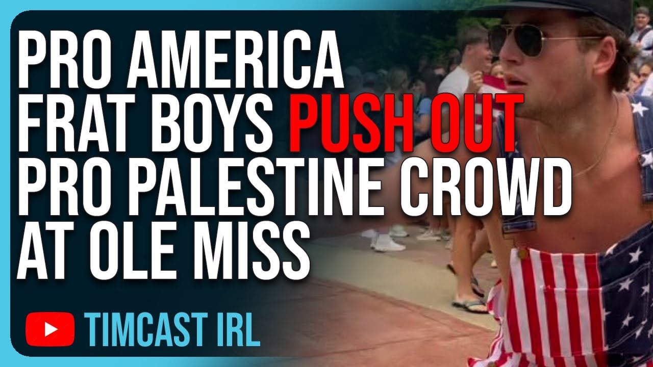 Pro America Frat Boys PUSH OUT Pro Palestine Protesters At Ole Miss, CHANT USA