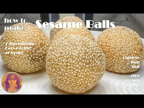 How To Make Sesame Balls At Home | 4 Ingredient Chinese Jian Dui | EASY RICE COOKER RECIPES