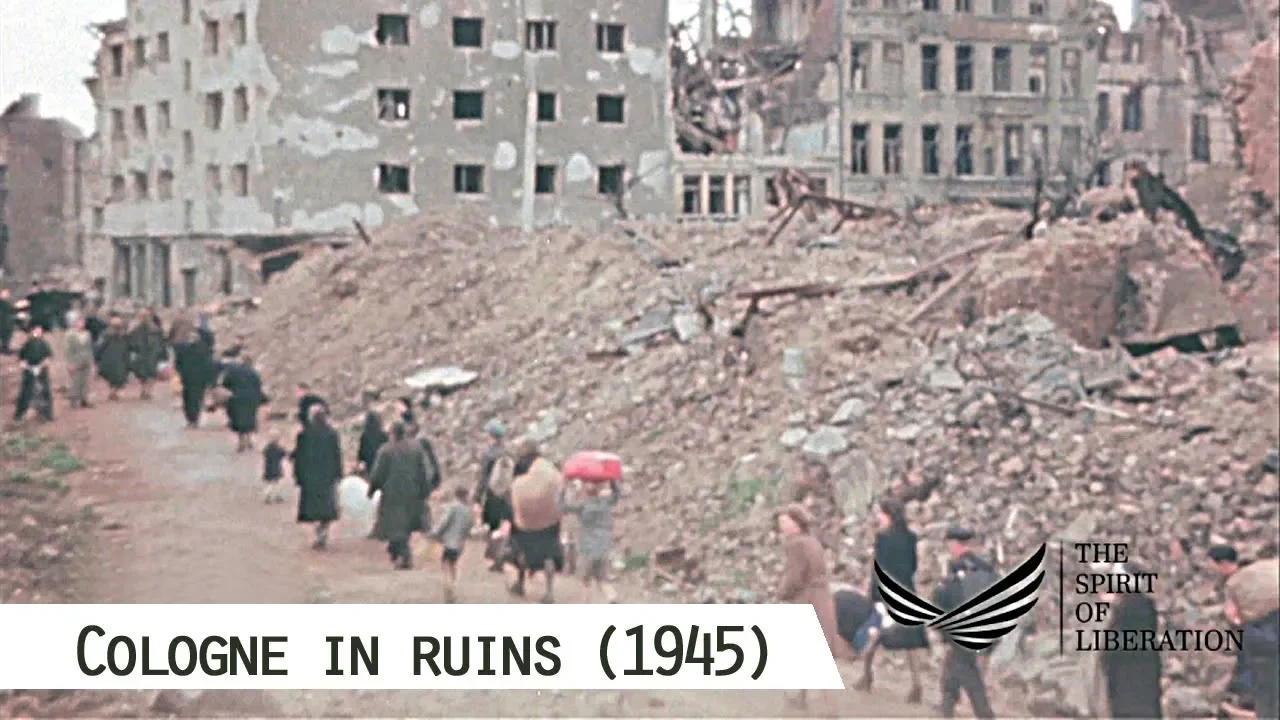 Cologne's massive destruction after Operation Millenium (filmed 1945)