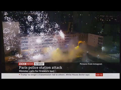 Minister calls for firework ban after this attack on police (France) - BBC News - 12th October 2020