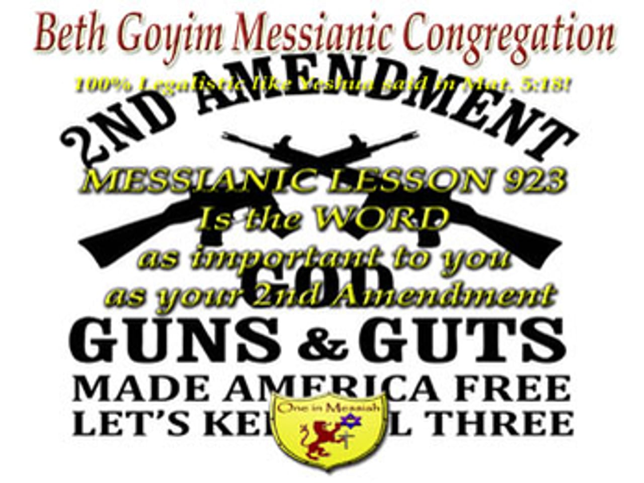 BGMCTV MESSIANIC LESSON 923  2ND AMENDMENT