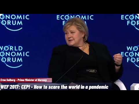 Erna Solberg Inside WEF, in WEF 2017 - #BluePillErna Wow to scare verden under en pandemi.