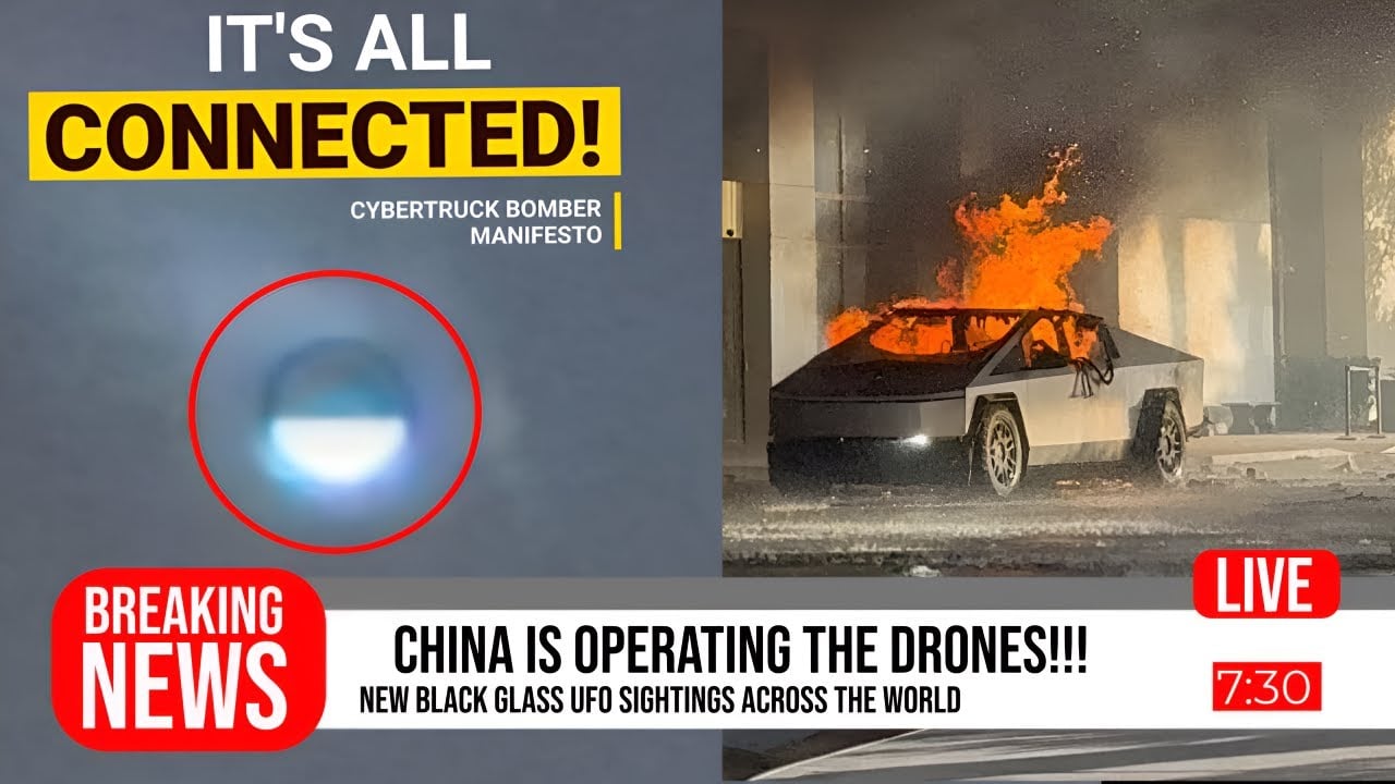 New BLACK GLASS UFO Sighting! TRUMP HOTEL Cybertruck Explosion,