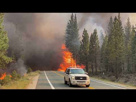 Tamarack Fire Jumps Highway 89 Near Markleeville, California