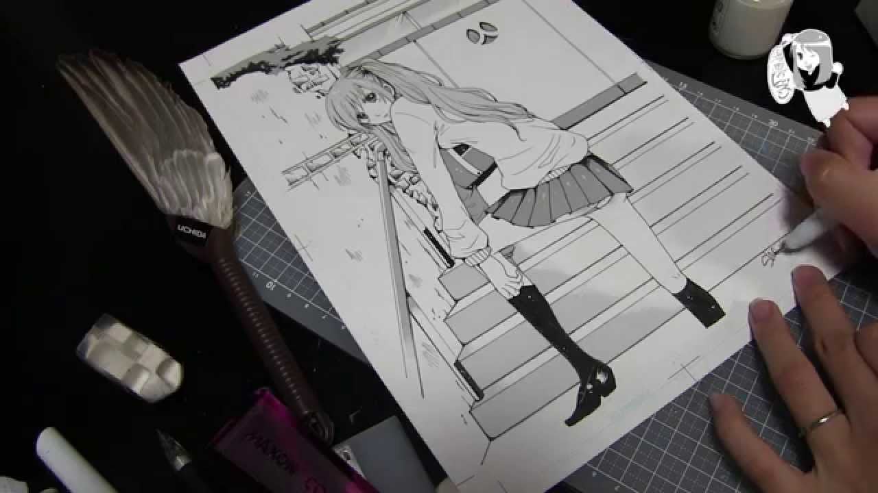 Sexy Japanese Girl in Professional Manga Speed Drawing