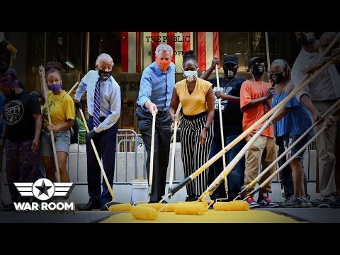 Bill Deblasio Paints BLM In Front Of Trump Tower