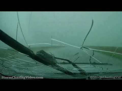 Monster Hail  Destroys Windshield and Tornado south of Hay's KS - 5/26/2021