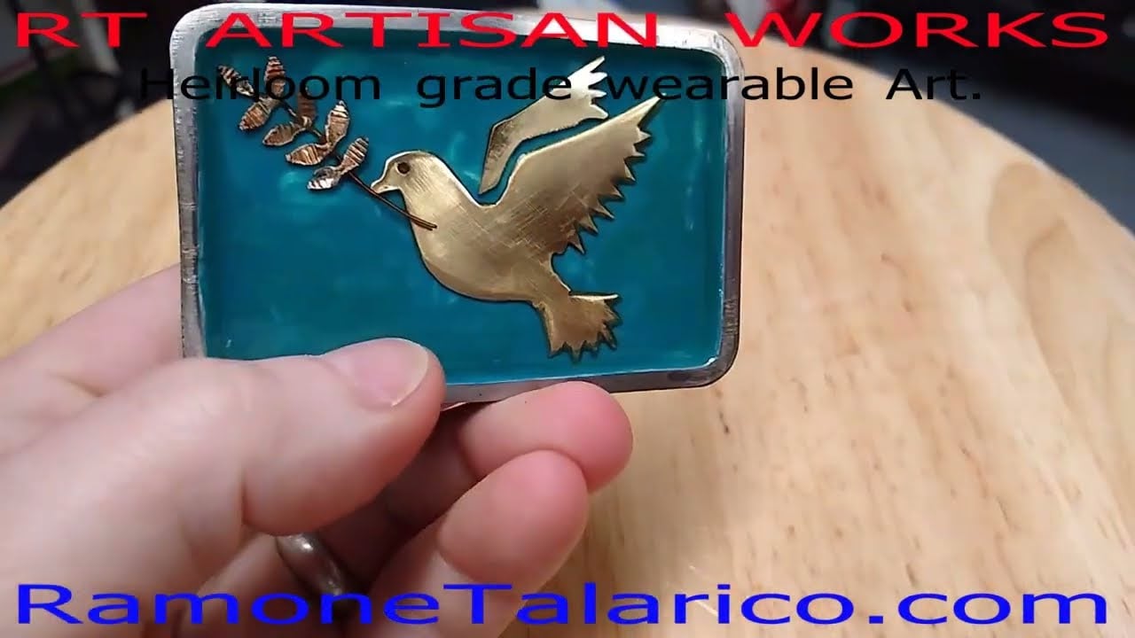 Dove and Olive branch Belt buckle - hand Made RT ARTISAN WORKS