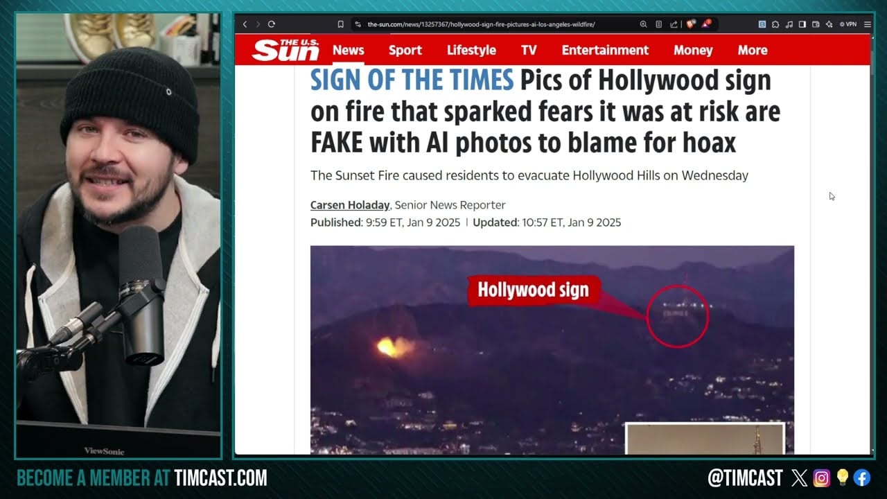 Hollywood Sign BURNING Is AI FAKE NEWS, The Dead Internet Theory IS REAL And Bots Are HOAXING US