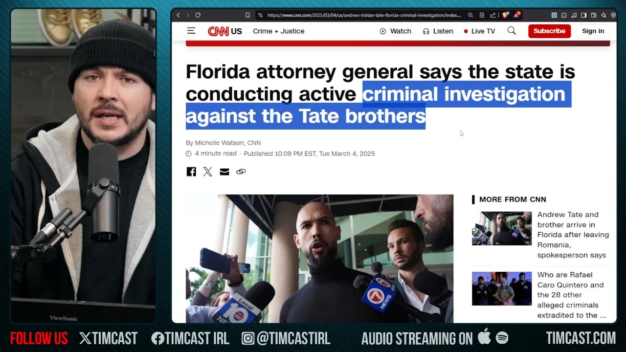 Andrew Tate Under CRIMINAL Investigation By Florida AG, HUGE Controversy Erupts Over Tate Accusation