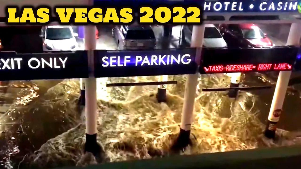 Crazy footage of flooding in Las Vegas! Rain water is flowing through the ceiling of casinos!