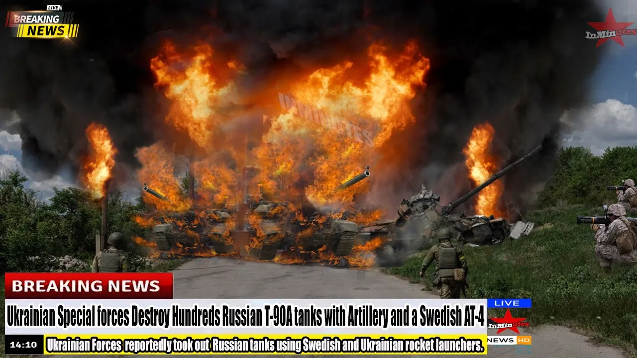 Ukrainian Special forces Destroy Hundreds Russian T-90A tanks with Artillery and a Swedish AT-4