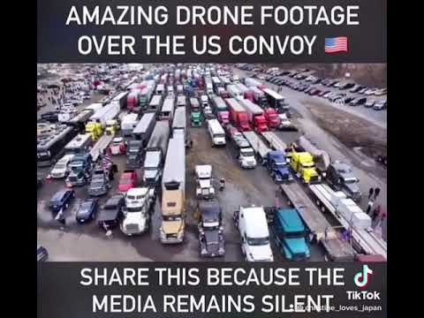 US Ariel footage of trucks