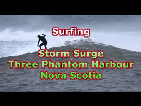 Surfing Storm Surge at Three Phantom Harbour in Nova Scotia