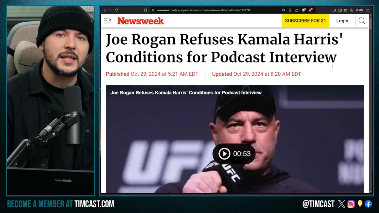 Kamala REFUSES Joe Rogan Interview Instead Offering Remote 1 Hour Show, JOE SAYS NO