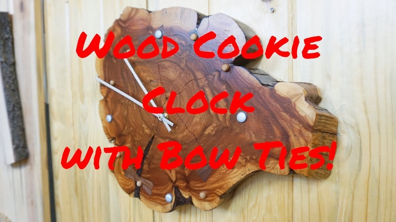 Bow Tie Wood Cookie Wall Clock, Littlewierdshop