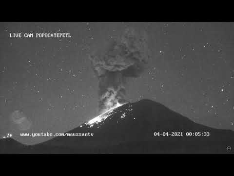 April 4, 2021, ~ Explosion ~ Popocatepetl Volcano, Mexico ~ 00:03 CST