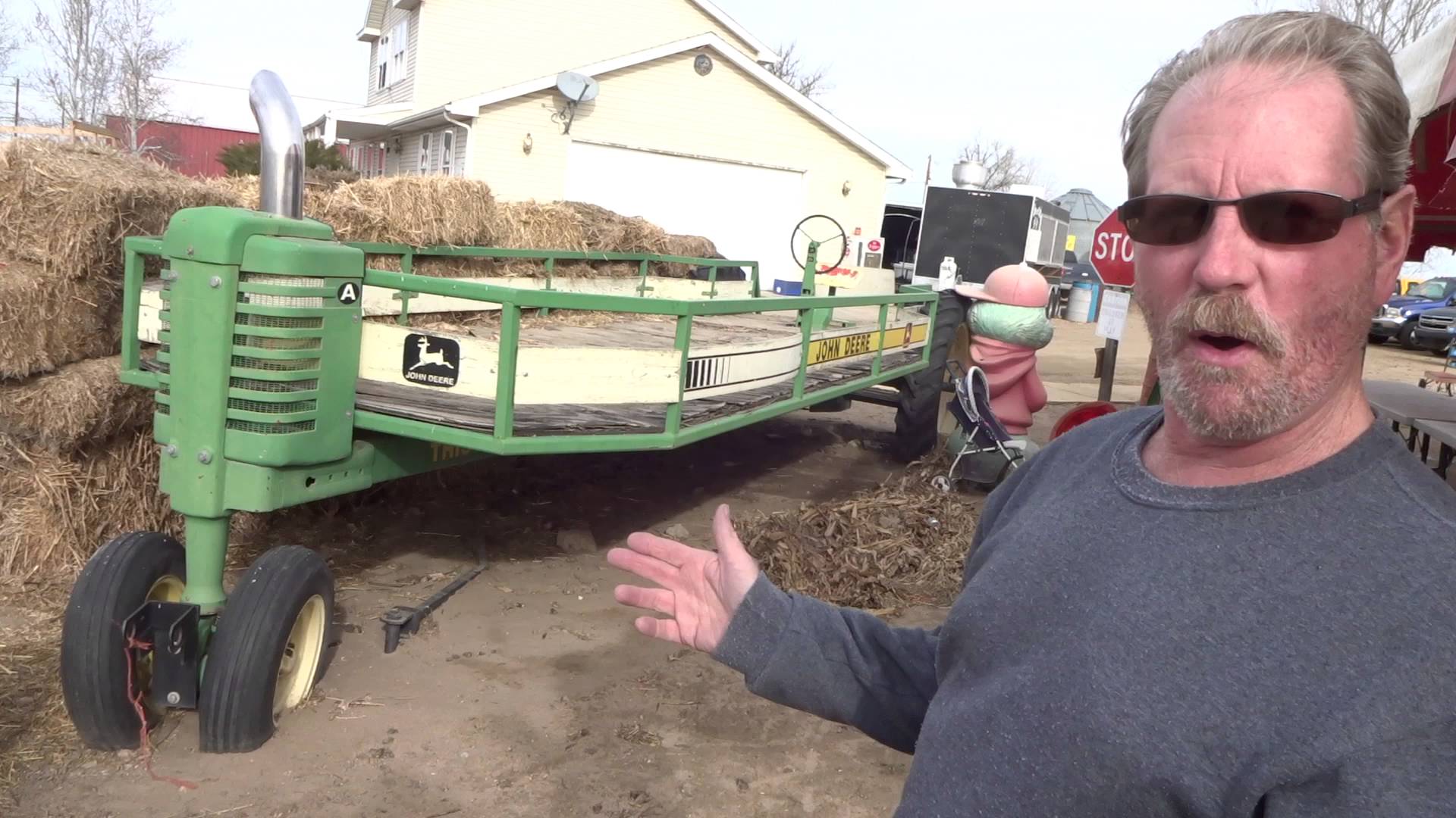 Stretch John Deere Green Tractor