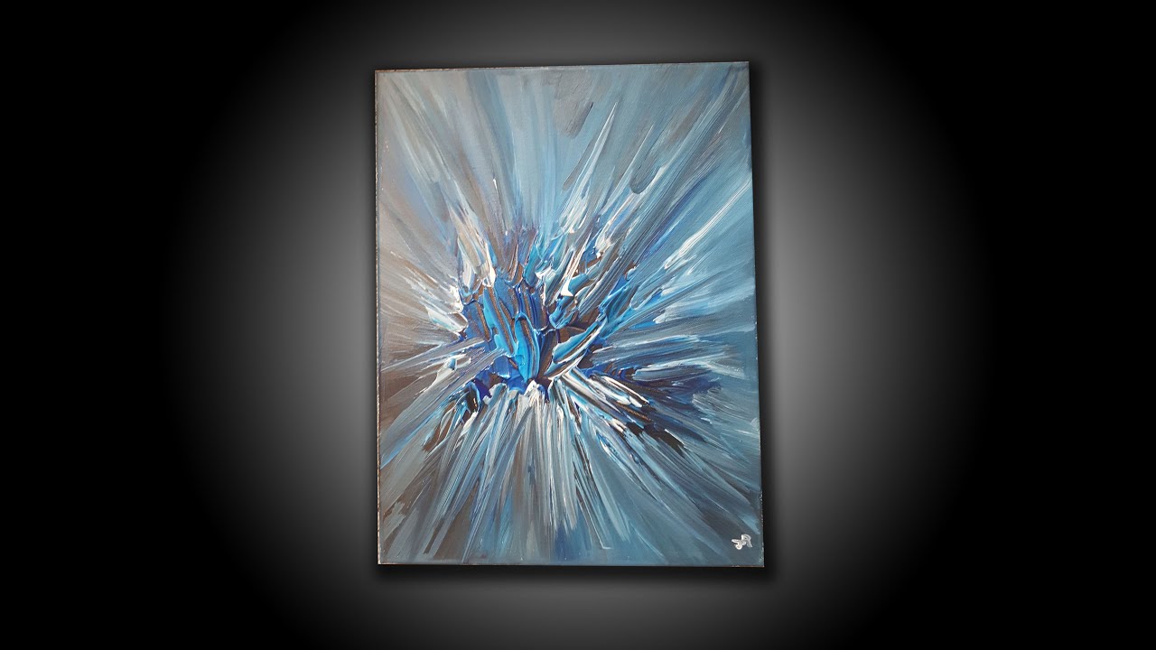 Blue Explosion - Simple Abstract Painting Using Palette knife and Brush Demo