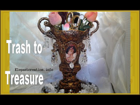 Trash to Treasure Projects ~ Trash to Treasure Episode 1-Re-purposed Home Decor-The vintage Vase  ⚫