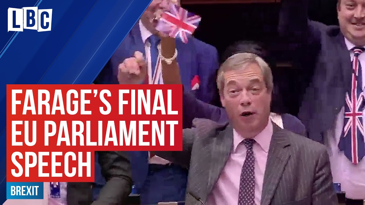 Nigel Farage's dramatic final speech at the European Parliament ahead of the Brexit vote