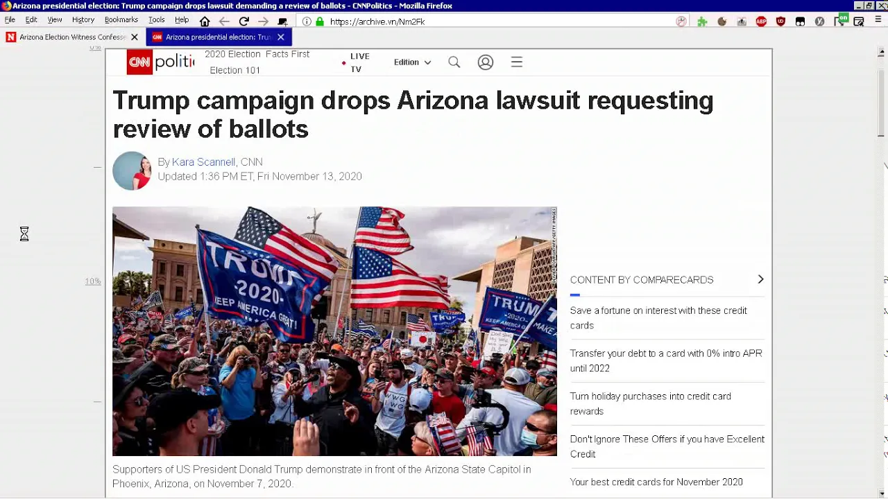 trump drops Arizona lawsuit & lost election after Witness Confesses to Being connected to campaign