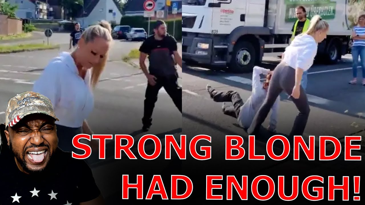 Strong Blonde Woman Drags WOKE Climate Activist By The Hair To Stop Her From Blocking Traffic! (Black Conservative Perspective)