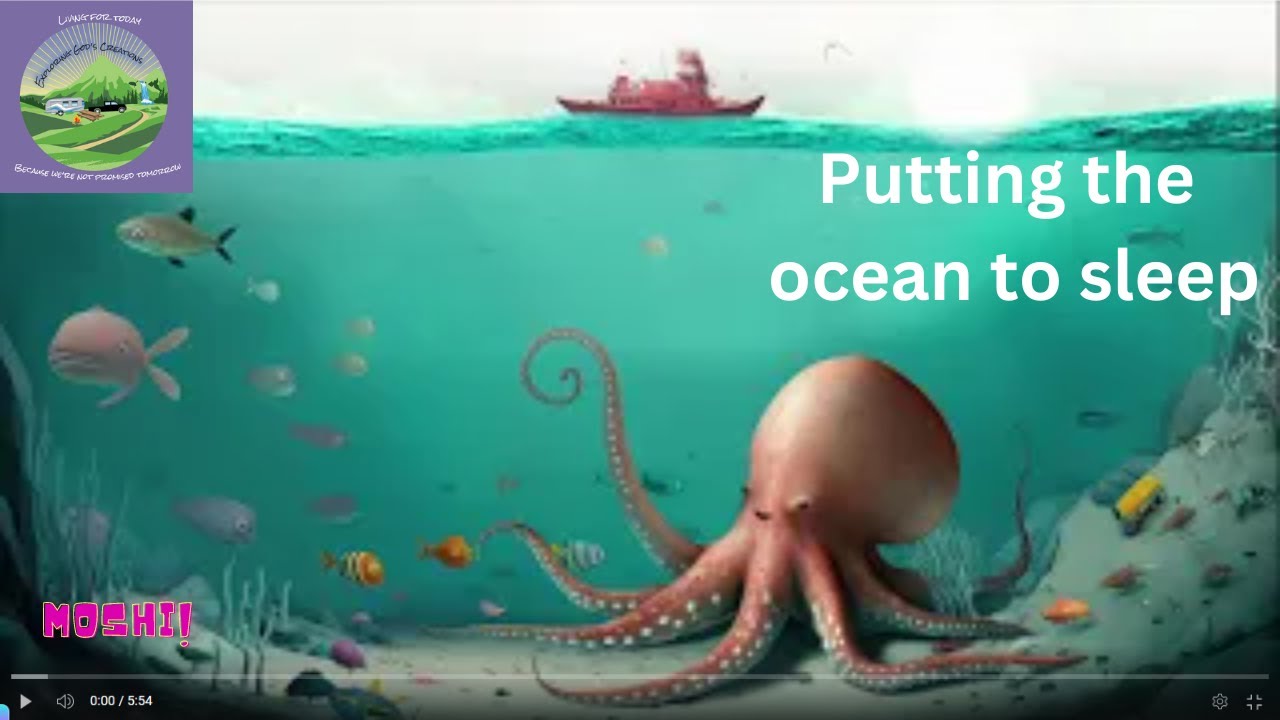 Video of bedtime story to help kids sleep, video of story "Putting the ocean to sleep", moshi story