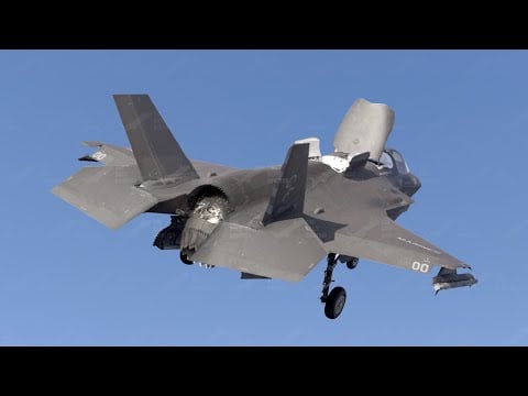 US F-35 at Full Vertical Thrust Vectoring During Helicopter Style Landing