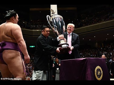 President Trump Attends the Sumo Wrestling Cultural Program Handing Out Trophy! PCVtv