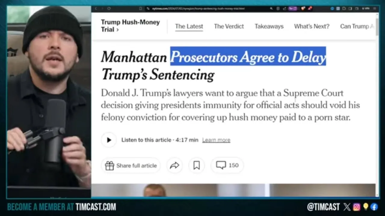 Trump Prosecutors AGREE TO DELAY Sentencing In Hush Money Case, Trump Files To OVERTURN CONVICTION