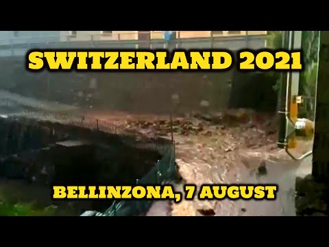 Severe weather in Switzerland today, storm and floods in Bellinzona Ticino...