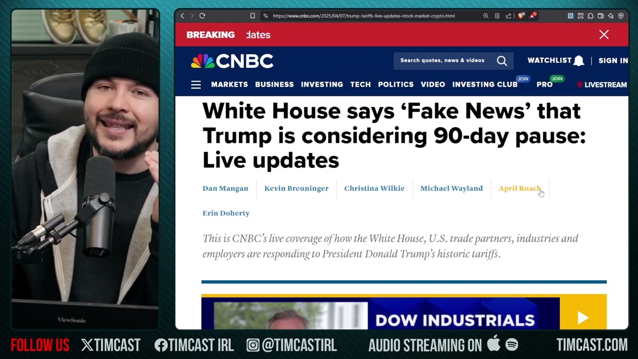 Market SKYROCKETS On Report Of 90 Day Tariff Pause, Trump Says FAKE NEWS The MARKET TANKS AGAIN
