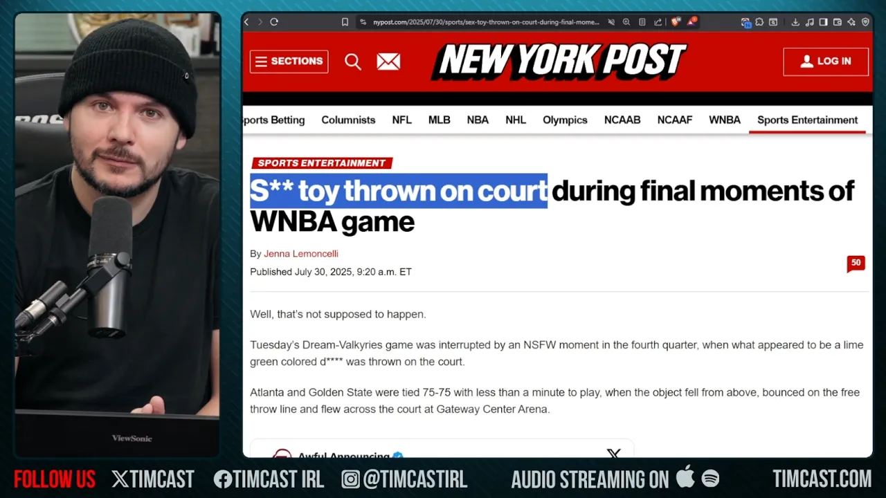 MASSIVE WEENER Thrown On WNBA Court Halting Game, WIG PULL TIME OUT, WNBA IS A JOKE | Tim Pool