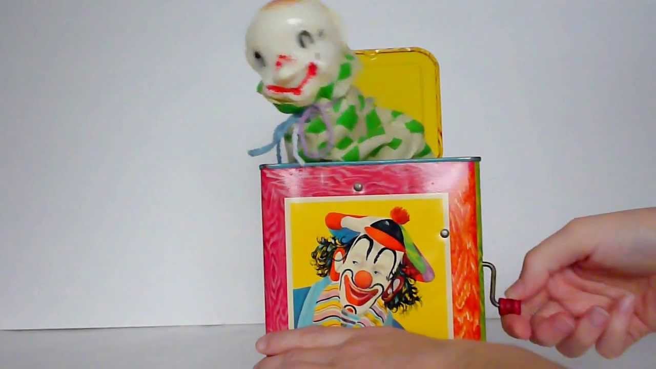 Vintage 50's Mattel Jack In The Box Metal Toy Demo 1953 Plays "Pop Goes the Weasel"