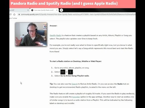Pandora Radio and Spotify Radio and I guess Apple Radio