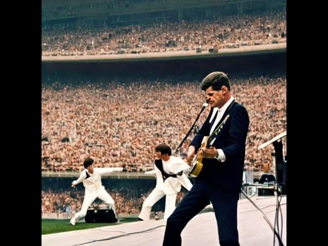 JOHN F KENNEDY JAMMING WITH THE BEATLES AT SHEA STADIUM