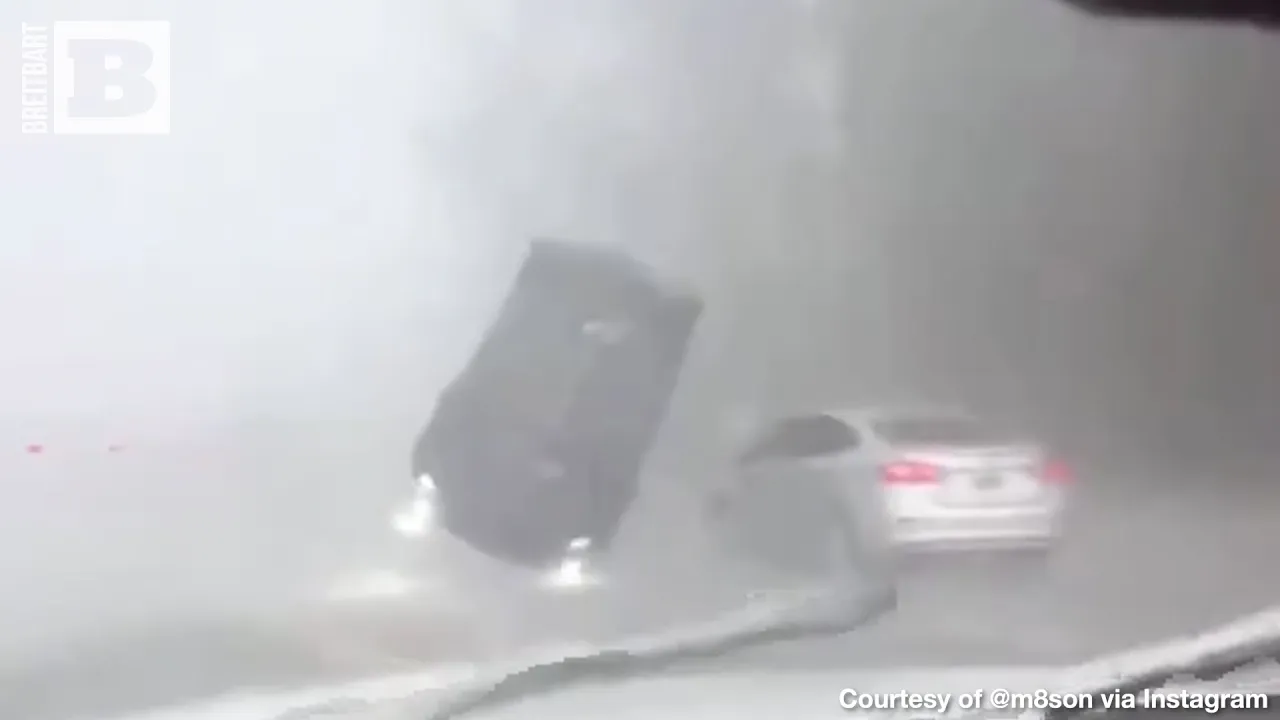 Suspected Tornado FLIPS Car on Highway in South Carolina