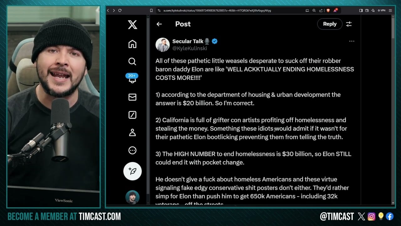 Tim Pool SLAMS Kyle Kulinski Over ARROGANT And IDIOTIC Take On Homelessness, KYLE IS WRONG