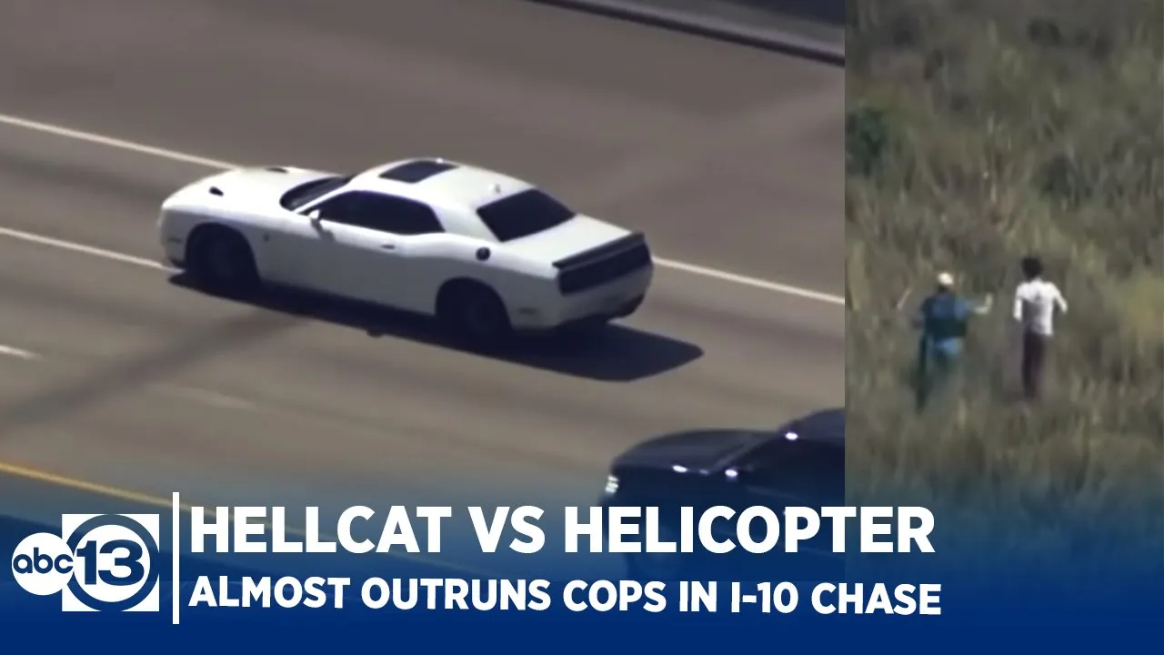 Dodge Hellcat Outruns Chopper in Houston Police Chase! Driver Almost Makes it