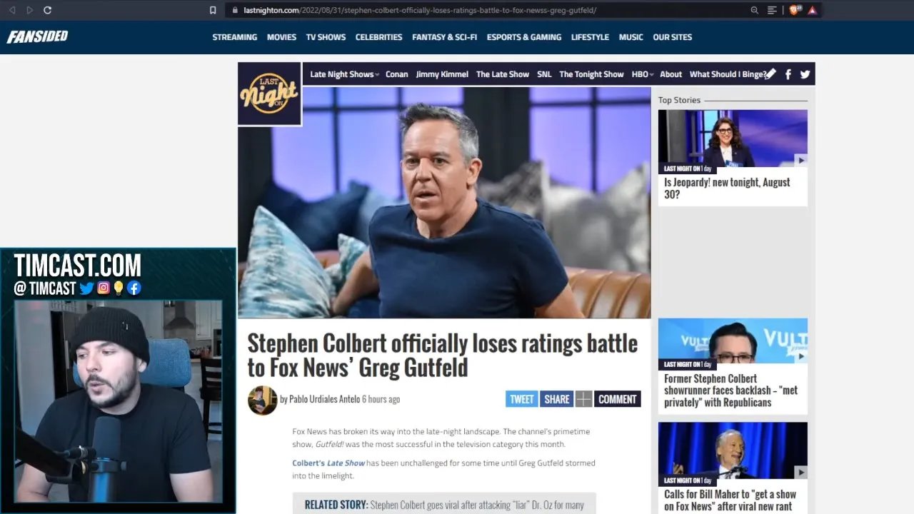 Colbert's Woke Cult Garbage FIANLLY LOSES In The Ratings, GET WOKE GO BROKE, Gutfeld Takes TOP SPOT