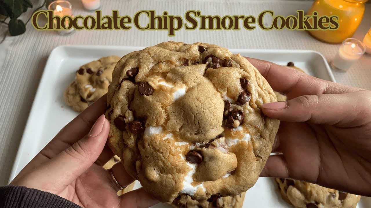 Fluffy Chocolate Chip S'more Cookies ♡ Bake With Me