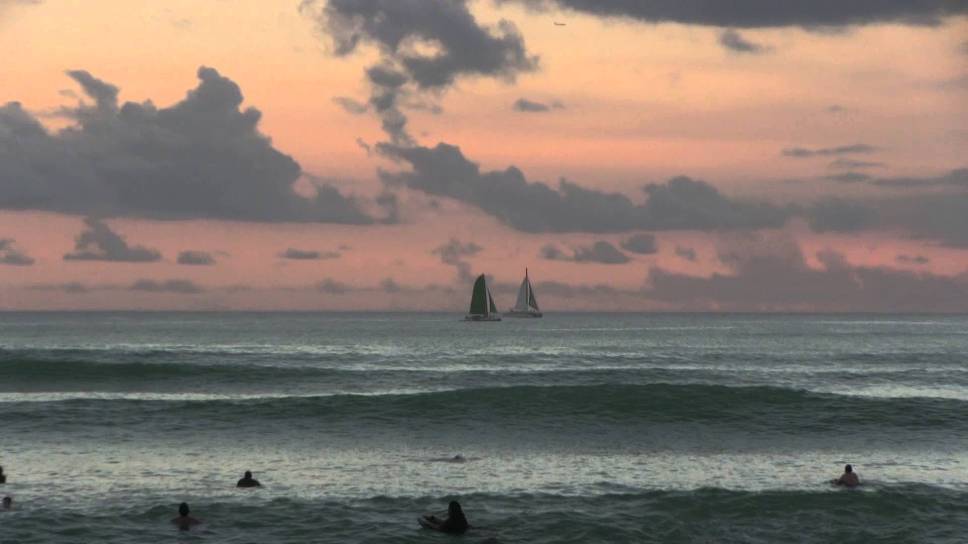 Sailboats in the Evening Waikiki Hawaii