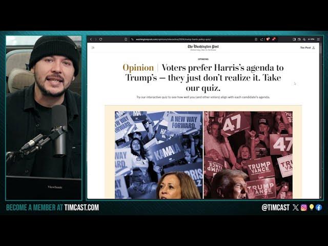 Tim Pool Takes Trump Or Kamala QUIZ To Find Out Who He's Voting For, WaPo Says People Want KAMALA